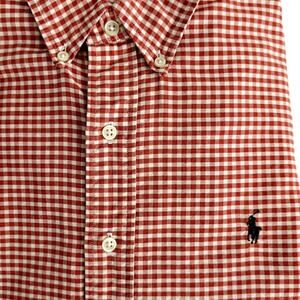 Ralph Lauren Red Check Gingham L/S Button Down Classic ShirtDark Blue Pony XL